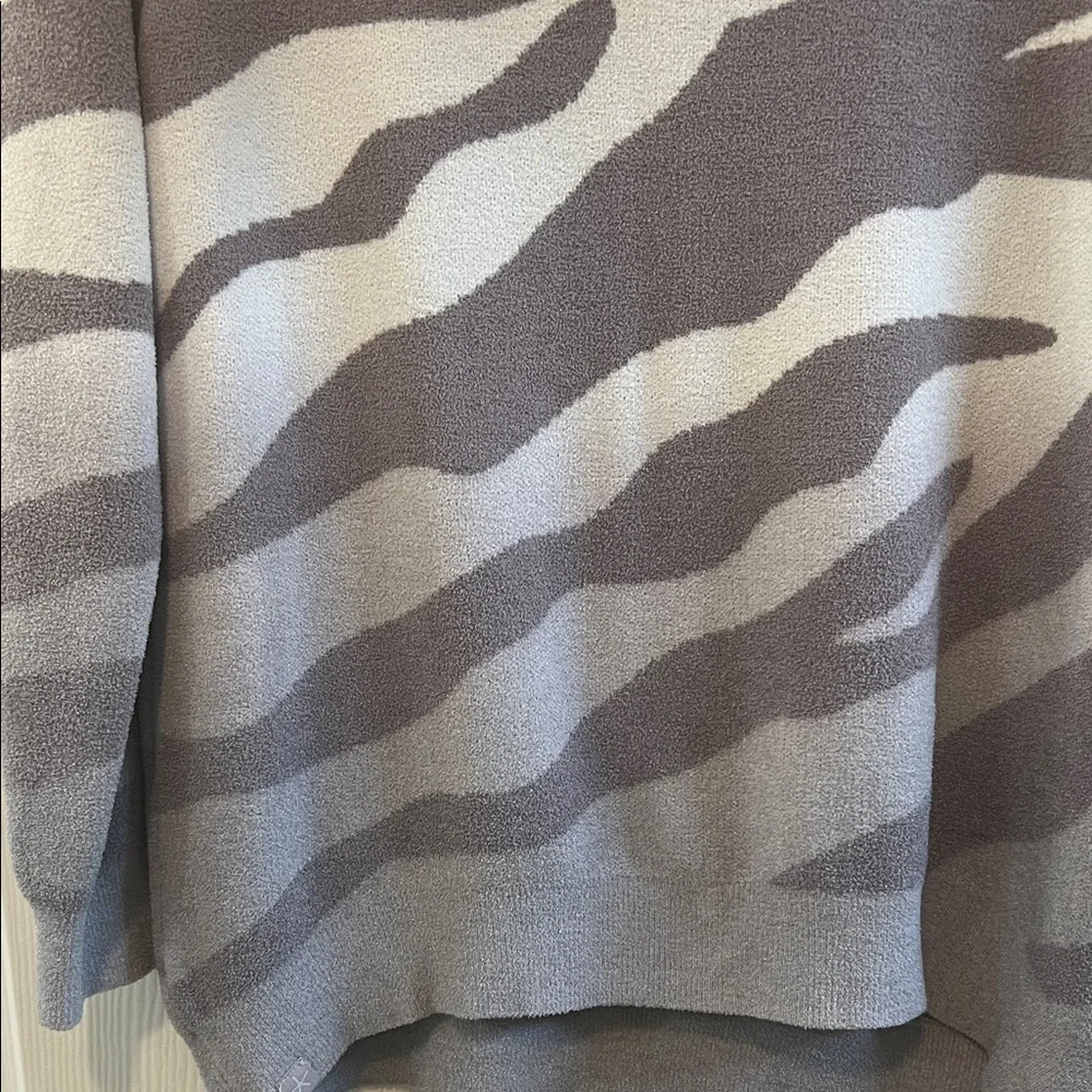 Barefoot Dreams Animal Print Sweater in Cream and Gray - Picture 2 of 2